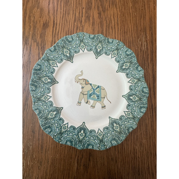 Port Townsand Levi Plate 10" Dinner Elephant Turquoise Lace Scalloped Porcelain - Picture 5 of 13